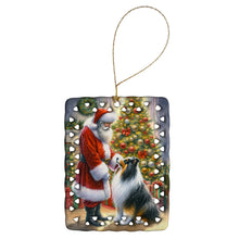 Load image into Gallery viewer, Collie and Santa Claus Porcelain Ornament