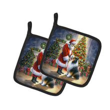 Load image into Gallery viewer, Collie and Santa Claus Pot Holders - Set of 2 Decorative Kitchen Helpers | Made in the USA