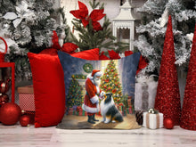 Load image into Gallery viewer, Collie and Santa Claus Throw Pillow - 14x14 Decorative Pillow – Art for Your Home &amp; Patio