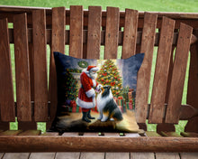 Load image into Gallery viewer, Collie and Santa Claus Throw Pillow - 14x14 Decorative Pillow – Art for Your Home &amp; Patio