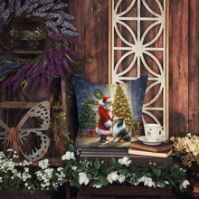 Load image into Gallery viewer, Collie and Santa Claus Throw Pillow - 14x14 Decorative Pillow – Art for Your Home &amp; Patio