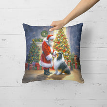 Load image into Gallery viewer, Collie and Santa Claus Throw Pillow