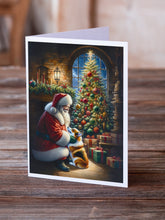 Load image into Gallery viewer, Corgi and Santa Claus Greeting Cards - Blank Note Cards – 8-Pack of Artist-Designed Cards with Envelopes
