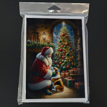 Load image into Gallery viewer, Corgi and Santa Claus Greeting Cards - Blank Note Cards – 8-Pack of Artist-Designed Cards with Envelopes