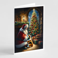 Load image into Gallery viewer, Corgi and Santa Claus Greeting Cards - Blank Note Cards – 8-Pack of Artist-Designed Cards with Envelopes