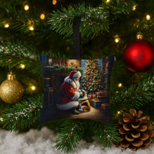 Load image into Gallery viewer, Corgi and Santa Claus Hanging Square Fabric Ornament 3.5 × 3.5