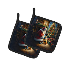 Load image into Gallery viewer, Corgi and Santa Claus Pot Holders - Set of 2 Decorative Kitchen Helpers | Made in the USA