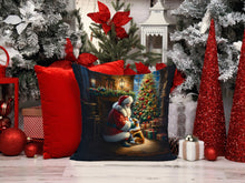 Load image into Gallery viewer, Corgi and Santa Claus Throw Pillow - 14x14 Decorative Pillow – Art for Your Home &amp; Patio
