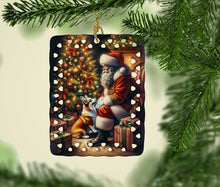 Load image into Gallery viewer, Corgi and Santa Claus Porcelain Ornament