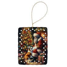 Load image into Gallery viewer, Corgi and Santa Claus Porcelain Ornament