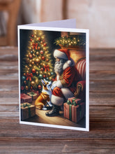 Load image into Gallery viewer, Corgi and Santa Claus Greeting Cards - Blank Note Cards – 8-Pack of Artist-Designed Cards with Envelopes