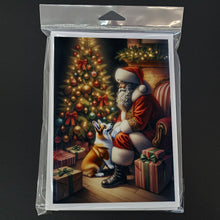 Load image into Gallery viewer, Corgi and Santa Claus Greeting Cards - Blank Note Cards – 8-Pack of Artist-Designed Cards with Envelopes