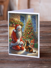Load image into Gallery viewer, Dachshund and Santa Claus Greeting Cards - Blank Note Cards – 8-Pack of Artist-Designed Cards with Envelopes