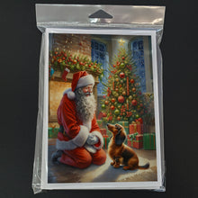 Load image into Gallery viewer, Dachshund and Santa Claus Greeting Cards - Blank Note Cards – 8-Pack of Artist-Designed Cards with Envelopes