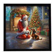 Load image into Gallery viewer, Dachshund and Santa Claus Framed Metal Print