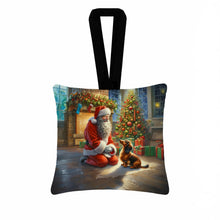 Load image into Gallery viewer, Dachshund and Santa Claus Hanging Square Fabric Ornament 3.5 × 3.5