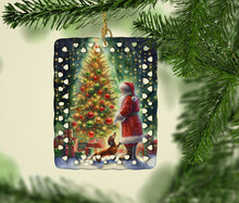 Load image into Gallery viewer, Dachshund and Santa Claus Porcelain Ornament