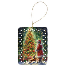 Load image into Gallery viewer, Dachshund and Santa Claus Porcelain Ornament