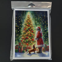 Load image into Gallery viewer, Dachshund and Santa Claus Greeting Cards - Blank Note Cards – 8-Pack of Artist-Designed Cards with Envelopes