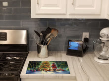 Load image into Gallery viewer, Dachshund and Santa Claus Glass Cutting Boards – Durable, Decorative Kitchen Art