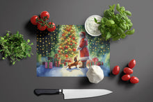 Load image into Gallery viewer, Dachshund and Santa Claus Glass Cutting Boards – Durable, Decorative Kitchen Art