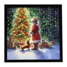Load image into Gallery viewer, Dachshund and Santa Claus Framed Metal Print