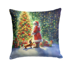 Load image into Gallery viewer, Dachshund and Santa Claus Throw Pillow - 14x14 Decorative Pillow – Art for Your Home &amp; Patio