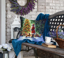 Load image into Gallery viewer, Dachshund and Santa Claus Throw Pillow