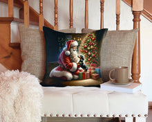 Load image into Gallery viewer, Dachshund and Santa Claus Throw Pillow - 14x14 Decorative Pillow – Art for Your Home &amp; Patio