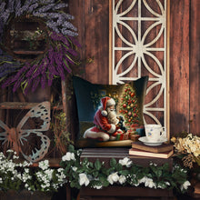 Load image into Gallery viewer, Dachshund and Santa Claus Throw Pillow
