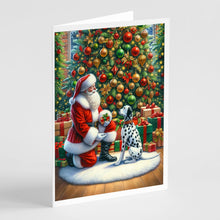 Load image into Gallery viewer, Dalmatian and Santa Claus Greeting Cards - Blank Note Cards – 8-Pack of Artist-Designed Cards with Envelopes