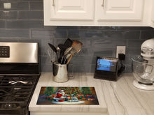 Load image into Gallery viewer, Dalmatian and Santa Claus Glass Cutting Boards – Durable, Decorative Kitchen Art