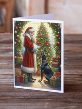Load image into Gallery viewer, Doberman Pinscher and Santa Claus Greeting Cards - Blank Note Cards – 8-Pack of Artist-Designed Cards with Envelopes