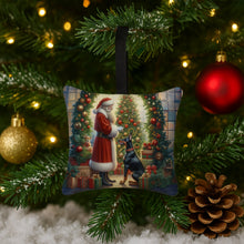 Load image into Gallery viewer, Doberman Pinscher and Santa Claus Hanging Square Fabric Ornament 3.5 × 3.5