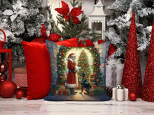 Load image into Gallery viewer, Doberman Pinscher and Santa Claus Throw Pillow - 14x14 Decorative Pillow – Art for Your Home &amp; Patio