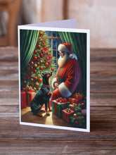 Load image into Gallery viewer, Doberman Pinscher and Santa Claus Greeting Cards - Blank Note Cards – 8-Pack of Artist-Designed Cards with Envelopes