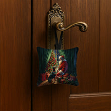 Load image into Gallery viewer, Doberman Pinscher and Santa Claus Hanging Square Fabric Ornament 3.5 × 3.5