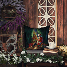 Load image into Gallery viewer, Doberman Pinscher and Santa Claus Throw Pillow - 14x14 Decorative Pillow – Art for Your Home &amp; Patio