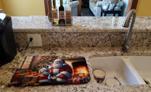 Load image into Gallery viewer, English Bull Terrier and Santa Claus Dish Drying Mat