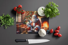 Load image into Gallery viewer, English Bull Terrier and Santa Claus Glass Cutting Boards – Durable, Decorative Kitchen Art
