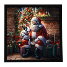 Load image into Gallery viewer, English Bull Terrier and Santa Claus Framed Metal Print