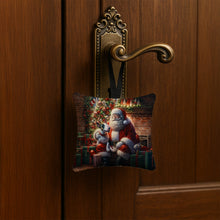 Load image into Gallery viewer, English Bull Terrier and Santa Claus Hanging Square Fabric Ornament 3.5 × 3.5