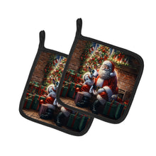 Load image into Gallery viewer, English Bull Terrier and Santa Claus Pot Holders - Set of 2 Decorative Kitchen Helpers | Made in the USA