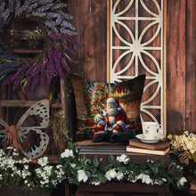 Load image into Gallery viewer, English Bull Terrier and Santa Claus Throw Pillow