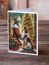Load image into Gallery viewer, English Setter and Santa Claus Greeting Cards - Blank Note Cards – 8-Pack of Artist-Designed Cards with Envelopes