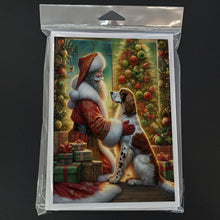 Load image into Gallery viewer, English Setter and Santa Claus Greeting Cards - Blank Note Cards – 8-Pack of Artist-Designed Cards with Envelopes