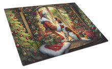 Load image into Gallery viewer, English Setter and Santa Claus Glass Cutting Boards – Durable, Decorative Kitchen Art