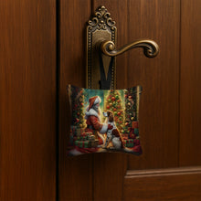 Load image into Gallery viewer, English Setter and Santa Claus Hanging Square Fabric Ornament 3.5 × 3.5