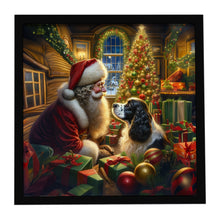 Load image into Gallery viewer, English Springer Spaniel and Santa Claus Framed Metal Print