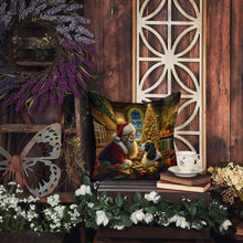 Load image into Gallery viewer, English Springer Spaniel and Santa Claus Throw Pillow - 14x14 Decorative Pillow – Art for Your Home &amp; Patio